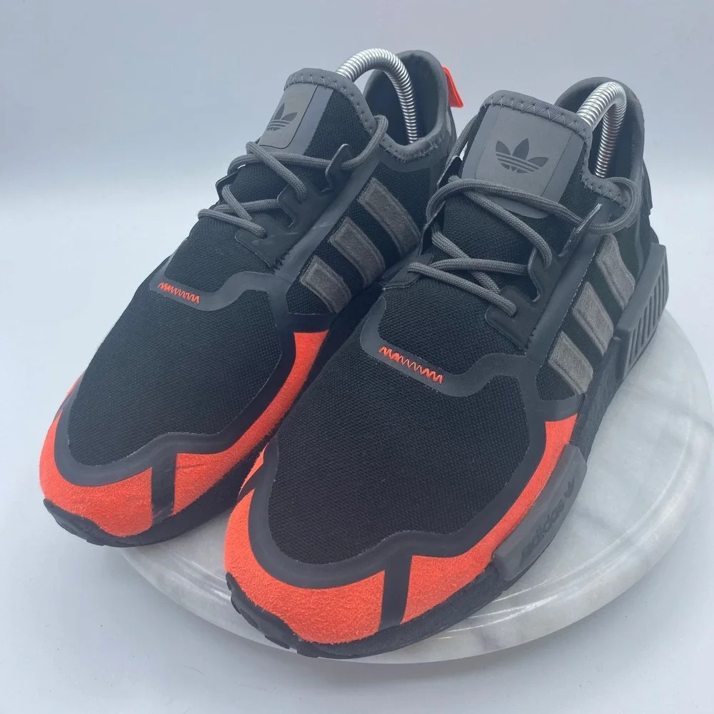 Adidas Mens 7 NMD R1 V2 Black Solar Red Grey GV7350 Boost Sneakers